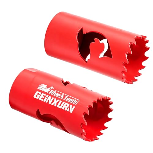Geinxurn 1-1/8 Inch(29mm) Hole Saw, 2PCS HSS Bi-Metal Hole Saw Kit with Shark Tooth Hole Cutter for Wood,Drywall, PVC Boards and Thin Metal - color: 2 PCS 1-1/8"