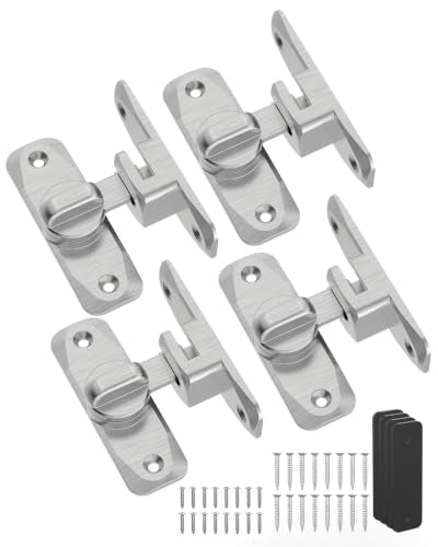 90/180 Degree Barn Door Latch Lock with Spacer, Silver, 4 Pack - color: Silver-4Pcs