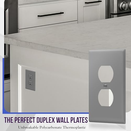 ENERLITES Mid-Size Duplex Outlet Covers Wall Plate, 1 Pack, Gray - color: Gray, size: Mid-Size