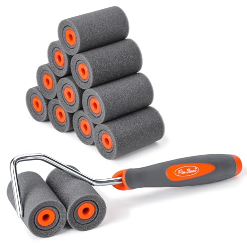 13 Pack 2" High Density Foam Paint Roller Kit for Smooth & Precision Finish | PinStone Caved-in Black Foam Roller, Small Foam Mini Rollers for Painting Walls, Cabinets, Doors, Furniture, Edging, Touch up