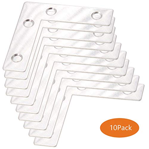 Stainless Steel L Shape Flat Corner Brace Bracket for Wood, Metal Fixing Joining Support Brace for Shelves, Furniture and Cabinet 10Pack(60x60mm) - size: 60 x 60 mm