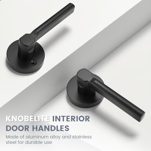 6 Pack Black Passage Door Handle,Round Interior Door Lever for Hallway and Closet,Keyless Non-Locking Door Lock,Left and Right Hand Reversible - color: Black, size: Passage