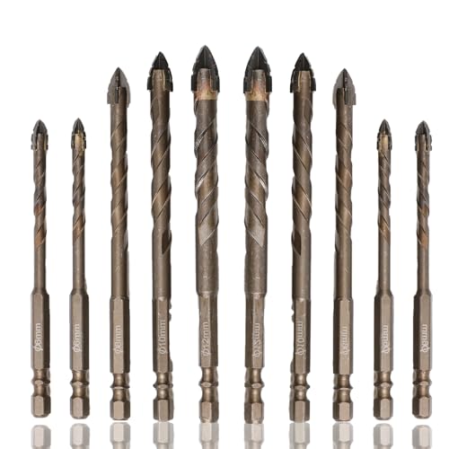 10 Count Four Edged Serrated Eccentric Drill Bit Set,New Four-Flute Sawtooth Eccentric Drill Bit, for Stone, Glass, Concrete, Wood, Brick, Metal (10pack) - style: 10pack