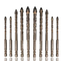 10 Count Four Edged Serrated Eccentric Drill Bit Set,New Four-Flute Sawtooth Eccentric Drill Bit, for Stone, Glass, Concrete, Wood, Brick, Metal (10pack) - style: 10pack