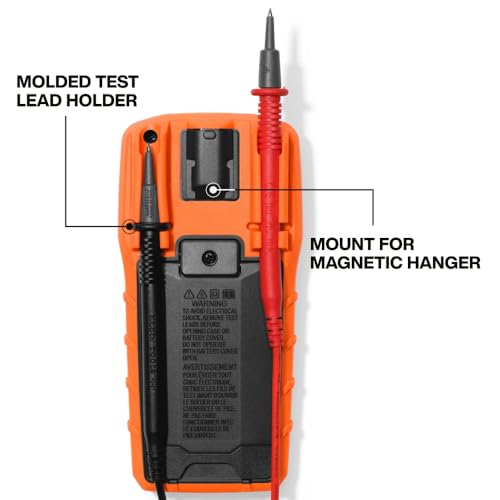 Klein Tools 80196 Digital Multimeter Kit with Case, Manual-Ranging 600V AC/DC Voltage Tester, Tests Batteries, Current, Resistance, Diodes, and Continuity, Protective Carrying Case - size: Manual-Ranging with Case