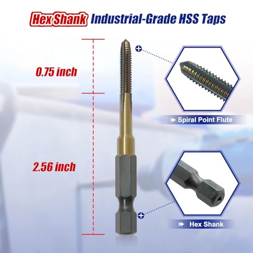JEFE HEX 8-32 UNC Hex Shank Taps for Metal | MRO & Industrial Use | Quick-Change | Impact Driver (5pcs) - size: 8-32 UNC (5 pcs)