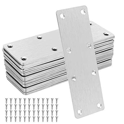 20 Pack 5-1/2 x 2 Inch Flat Mending Plates, Stainless Steel Flat Straight Brace Repair Fixing Brackets with Screws, Mending Joining Plates for Furniture Repairing, 1.9 mm Thickness - size: 20 PCS 5-1/2 x 2 In