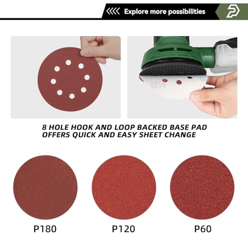 Prostormer 5-Inch Random Orbital Sander with 21PCS Sandpapers - color: Green