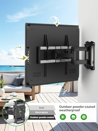 Outdoor TV Wall Mount for 47-90" TVS, Full Motion Weatherproof TV Bracket - size: For 47" to 90" TVs
