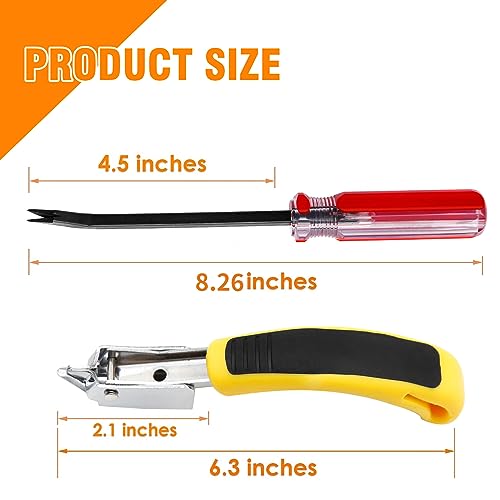 Staple Remover, Upholstery Staple Remover Tool, Upholstery Tools Tack Lifter with Double Pronged Head Nail for All Kinds of Staples for Furniture, Yellow