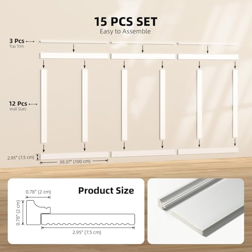 WADILE Premade Board and Batten Wall Panel Kit - size: 15 Pack