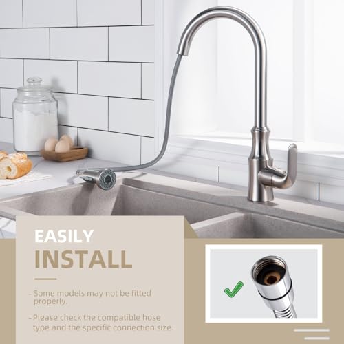 Angle Simple Kitchen Faucet Head Replacement, Sink Sprayer, Brushed Nickel - color: Brushed Nickel