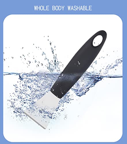 Stainless Steel metal Scraper, stove top Oven Scraper Tool non scratch, window glass scraper,Kitchen Cleaning,glass stripper,Putty,grout,sticker,Wallpaper, Paint,cooktop,Straight + Bending 2-PCS