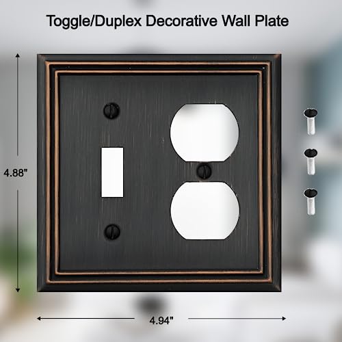 OKAWYC Toggle/Duplex Light Switch Cover Adler Metal Wall Plate, 2-Pack Aged Bronze 2 Gang, Light Switch Cover Outlet Cover Decorative Wallplate, Durable - style: Toggle/Duplex 2PK