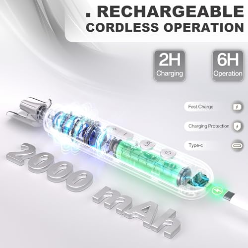 Electric Nail File Drill 2000 mAh Cordless Rechargeable Nail Filer LED Lamp - color: Silver