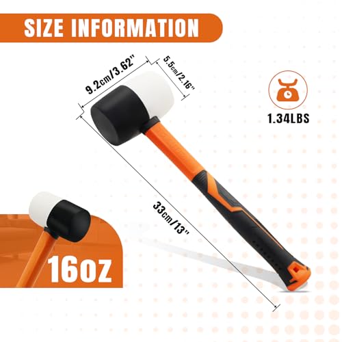 Rubber Mallet Hammer Flooring Mallets 16oz - size: 16 oz