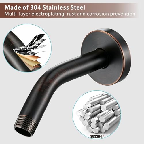 Shower Arm with Flange, 6 Inches Wall Mount Replacement Shower Head Arm For Fixed Shower Head and Handheld Showerhead, Oil Rubbed Bronze - color: Oil Rubbed Bronze, style: 6 Inch