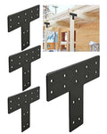 4 Pcs Ultra-Thick T Post Bracket, 12" x 8" Extreme Weatherproof Flat Mending Plate, Heavy Duty Structural Connector for 4x4 6x6 Lumber, Outdoor Pergola, Cabin & Deck Timber Framing - size: 4 Pack, style: Heavy-Duty T-Bracket