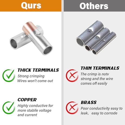8 AWG Non Insulated Butt Connectors Crimps 8AWG with 8 * 40mm Heat Shrink Tube Pure Copper Wire Uninsulated Crimp Connector Splice for 8 Gauge Wiring (Pack of 40pcs) - style: 8 AWG