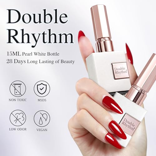 Double Rhythm 15ML Glitter Gel Polish Shimmer Reflective Holographic Color Magnetic for Nail Art Salon DIY at Home (Cherry Red-B1051) - color: Cherry Red