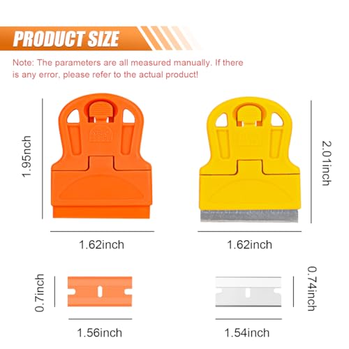 ZIMISI 2PCS Razor Blade Scraper Tool Set, Mini Car Paint Remover with 10 Plastic Blades & 10 Metal Blades, Vehicle Adhesive Cleaning Tool for Removing Labels, Stickers Taping on Window, Oven (2PCS) - size: 2PCS