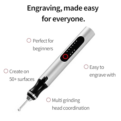 Wireless Engraving Pen Kit - Precision Tool for Artists & DIY | Engrave Jade, Wood, Metal, Polish Phone Chips | Smooth & Powerful with,engraver wood carving tool engraving machine！ (Silver + Black) - color: Silver