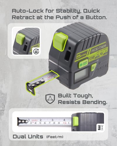Laser Tape Measure 2-in-1, Inkerma 130Ft Laser Measurement Tool & 16Ft Measuring Tape, Digital Laser Tape Measure - style: ACE-Tape