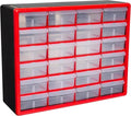 Akro-Mils 24-Drawer Plastic Storage Cabinet, 20"W x 6"D x 16"H, Red - color: Red, size: 24 Drawer, style: 1 Pack