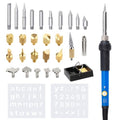 Wood Burning Kit, 32PCS Wood Burning Tool – Adjustable Temperature Soldering Iron Tool for DIY, Wood Carving, Embossing, and Craft Projects – Wood Burner Pen Set for Adults and Beginners - color: Blue