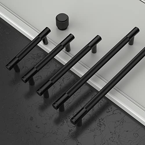 Asidrama 20 Pack Matte Black Kitchen Cabinet Knobs - Knurled Dresser Drawer Cabinet Hardware Zinc Knobs for Dresser Drawers - color: Matte Black, style: 20 Pack