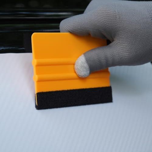 2-Pack Felt Edge Squeegee Tool for Vinyl Wrap & Wallpaper Smoothing, Plastic Scraper with Replacement Fabric Felts, Anti-Scratch Applicator for Car Window Tint, Glass Film & Craft Decals - color: yellow