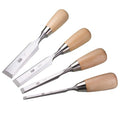 4 Piece Bevel Edge Butt Chisel Set 1/4 inch(6mm), 1/2 inch(12mm), 3/4 inch(20mm), 1 Inch(26mm) with Hornbeam Handles and Stainless Steel Ferrules - size: 4 Piece Butt Chisel