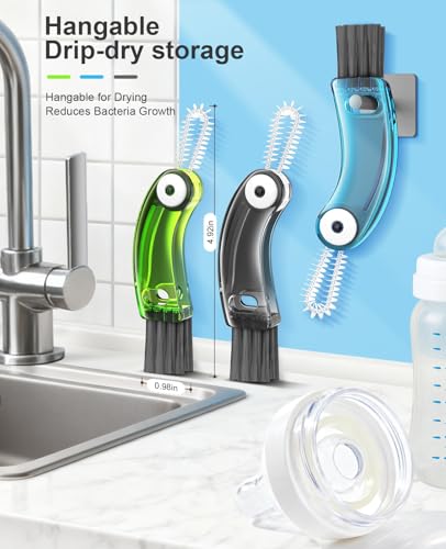 3 in 1 Cup Lid Cleaning Brush 3 PCS - Home Kitchen Multifunctional Cleaning Brush Set, Gap Cleaner Brushs and Portable Travel Bottle Lid Cleaner Tools (Multicolor)