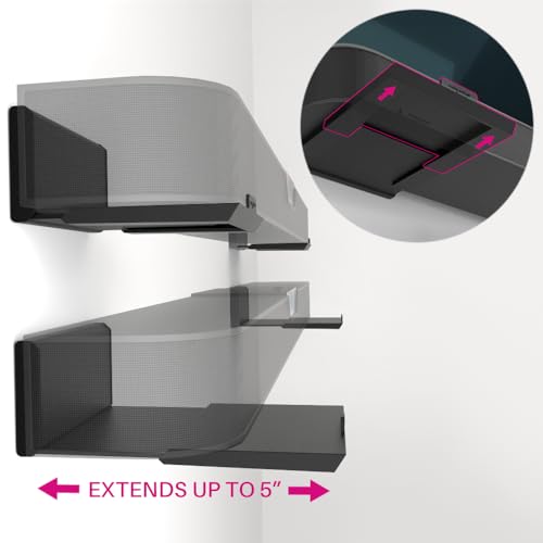 HangSmart TV Soundbar Mount NO Stud & NO Drill Easy Install, DIY Universal Sound Bar Wall Mount Bracket, Holds up to 50LBS, Adjustable fits Most Soundbars. (Black) - color: Black, size: 1 Pack