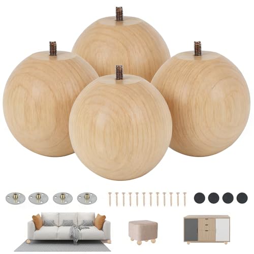 4 Inch Wooden Sofa Legs of 4 Wood Furniture Legs Couch Feet Replacement Sofa Furniture Replacement Sofa Legs Replacement for Sofa Couch Chair Cabinet Dresser Ottoman Bed Riser, 4 Pack - color: Beige