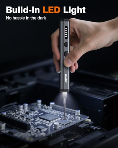 JOREST Mini Electric Screwdriver, Small Cordless Precision Screwdriver set with 38 Magnetic Bits, 5 Torque Settings, Repair Tool for iPhone, Laptop, Drone, Game Console, Camera; Gift for Father