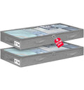 punemi 5 inch High Soft Fabric Low Profile Under Bed Storage, 2 Pack, Grey - color: Grey, size: 2 Pack-5 inch Tall-Soft