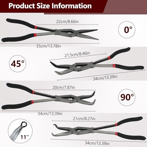 4PCS 13" Double Jointed Long Needle Nose Pliers Set, Anti-Slip Soft Grips - size: 4pcs-Straight/45/90 /Circle