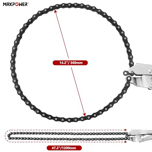 MAXPOWER Locking Chain Clamp, 9-Inch Locking Chain Pliers with 47.2” Chain, 14.2” Diameter, Quick Release - size: 47.2" Chain