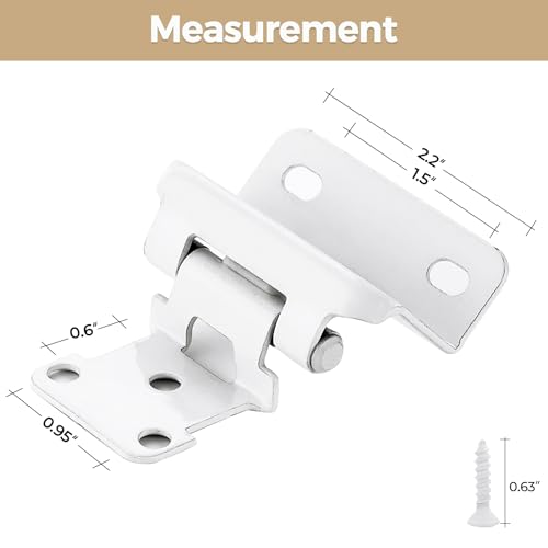 4 Pack 2 Pair White Cabinet Hinges, 1/2" Semi Wrap Kitchen Hinges - color: White, size: 1/2" Semi Wrap