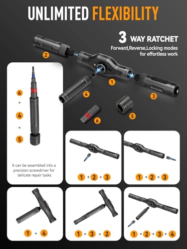 DISEN 68PC Ratcheting Screwdriver Set T-Handle 42 Bits S2 Steel - style: 68PCS