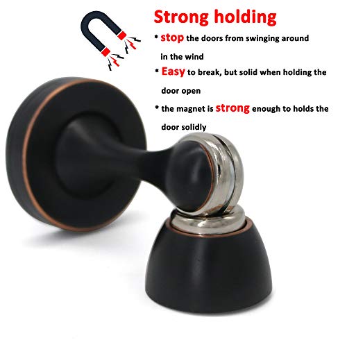 Solid Mental Magnetic Door Stop, Wall Mounted, Oil Rubbed Bronze, 3 Pack - color: 3 PCS Oil Rubbed Bronze