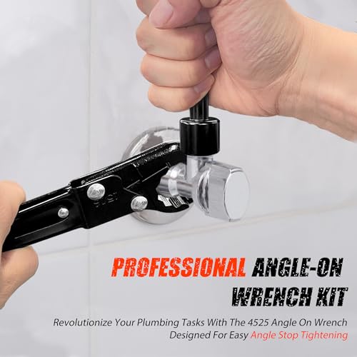 Plumbing Tools, Angle Stop Wrench Kit, Plumbing Wrench. New Compression Angle Stop and Removing the Compression Ring Professional Plumbing Toolset For Easy Angle Stop And Supply Nut Installation - color: Black, Angle on Stop Wrench Kit
