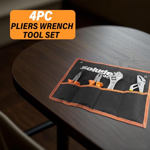 4-Piece Large Pilers and Wrench Set,10 Inch Groove Joint Pliers and Adjustable Wrench with 8 Inch Long Nose and Lineman's Pliers for Home Use and DIY Project - style: 4 Pack 8" & 10"