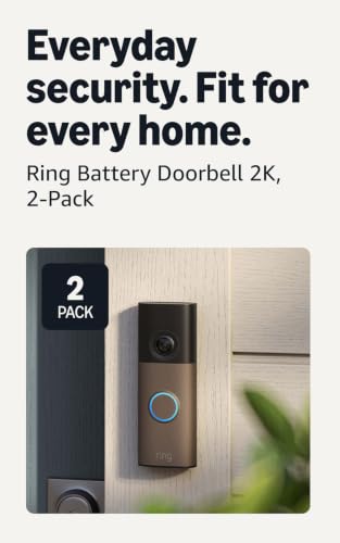 Ring Battery Doorbell 2K (newest model) Retinal 2K with wide-angle video, up to 6x Enhanced Zoom, Two-Way Talk, and Built-In Battery, 2-pack Matte Mocha - color: Matte Mocha, size: 2 Doorbells