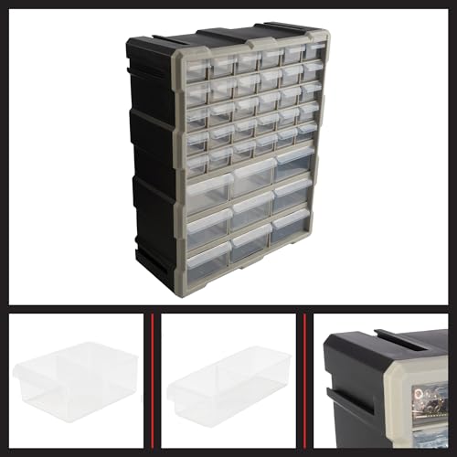 Stalwart 39-Drawer Plastic Small Parts Organizer, Black - style: 39 Drawers