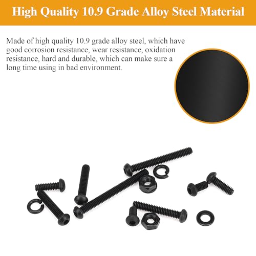 105 Pieces M2 x 6mm Button Head Socket Cap Screws, Thread Pitch 0.4mm, Sutemribor M2 Black Screws, 10.9 Grade Alloy Steel, Black Oxide Finish, Fully Threaded - size: M2 x 6mm, style: Button Head