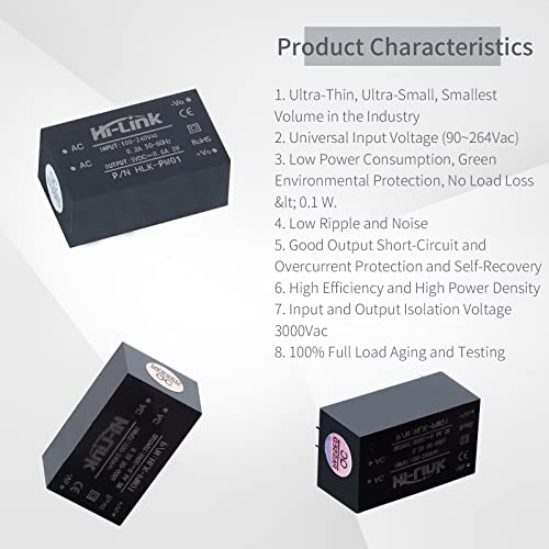 Mini Step-Down Power Supply, Intelligent Home Switching DC Power Module AC DC Isolated Power Module 220v to 5v, HLK PM01 AC DC Converter 220V to 5V（3PCS） - style: HLK-PM01