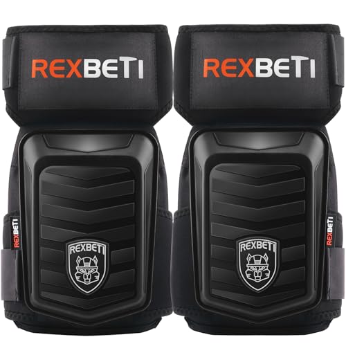 REXBETI Knee Pads for Men, Anti-slip Construction Gel Knee Pads for Work - color: Black&Black