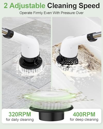 Cordless Electric Spin Scrubber, 9 Brush Heads, 2-Speed Motor - size: 9heads